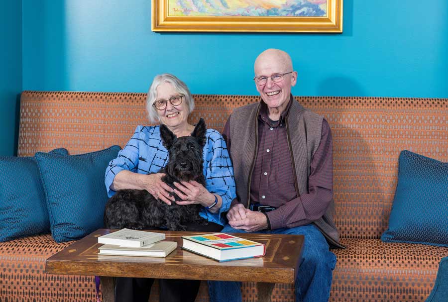 Two of our residents with their resident dog